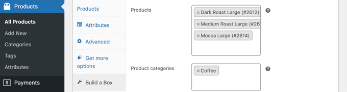 เลือกผลิตภัณฑ์หรือหมวดหมู่สินค้าที่สามารถเพิ่มลงในกล่องได้ Select the Products or Product Category That Can Be Added to the Box
