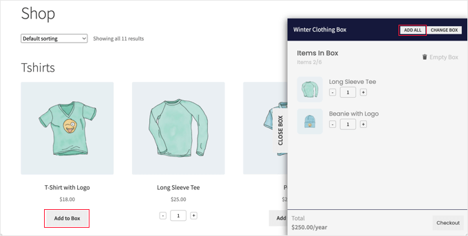 หน้าร้านค้ากล่องสมัครสมาชิก Subscription Box Shop Page