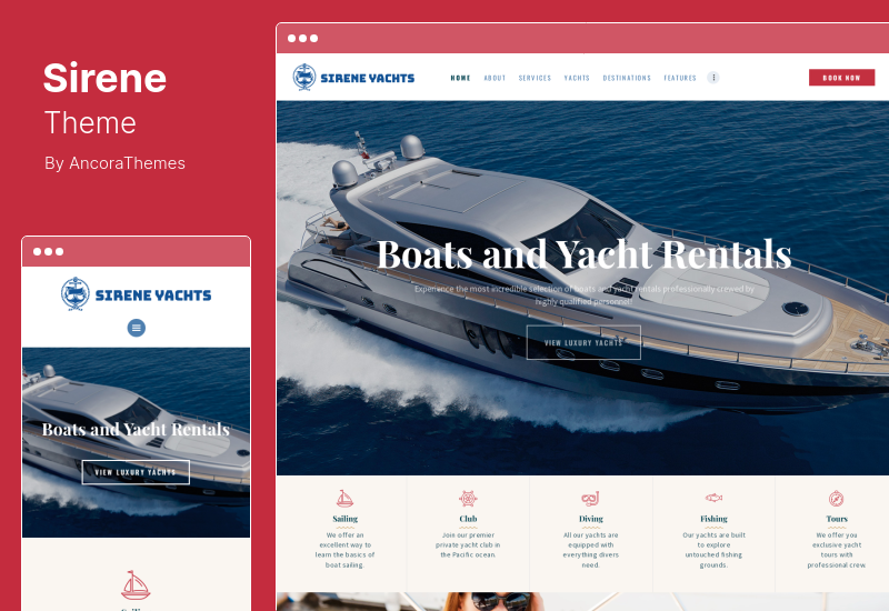 Sirene Theme – WordPress Theme für Yachtcharter-Services und Bootsvermietung