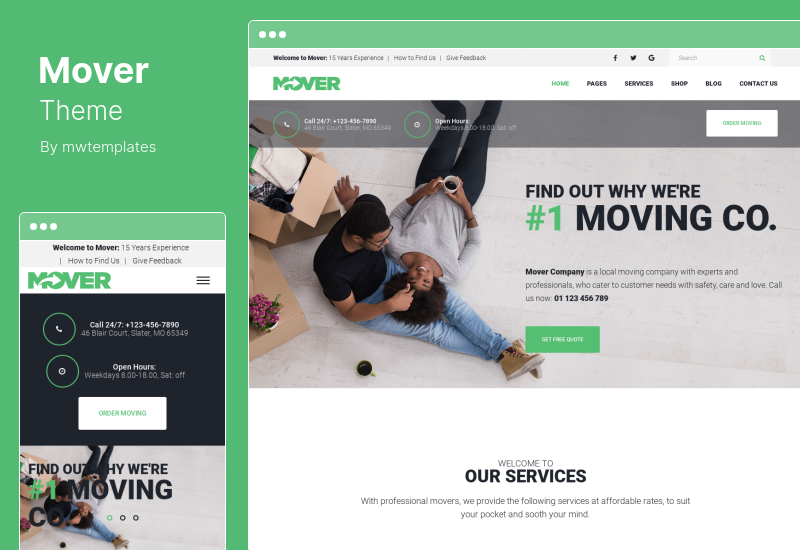 Mover Theme - WordPress Theme für Umzugsunternehmen und Lagerdienste