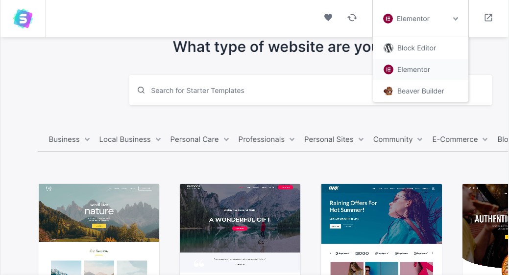 Wählen Sie Page Builder für Ihre Vorlagen