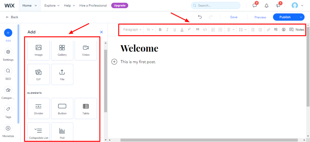 Wix Blog Editor
