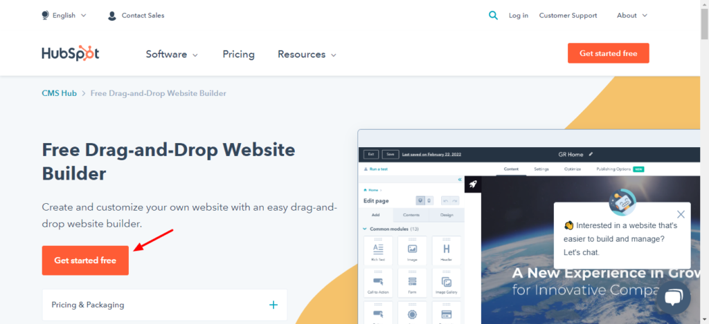Pagina principală HubSpot