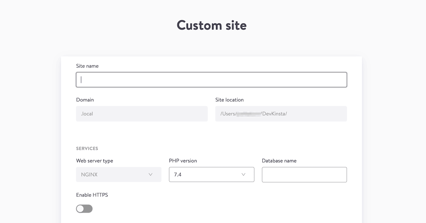 Füllen Sie benutzerdefinierte Site-Details aus