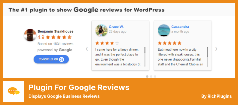 Плагин для Google Reviews Plugin — отображает бизнес-отзывы Google