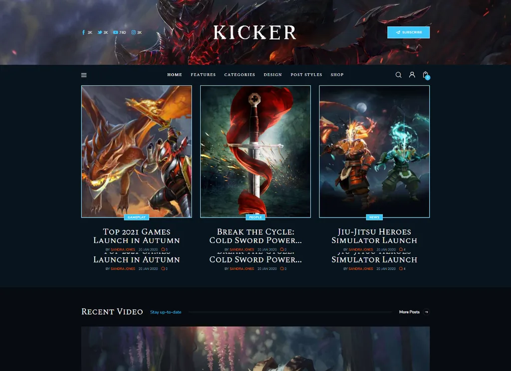kicker | Blog multiuso Magazine Tema WordPress + Gutenberg