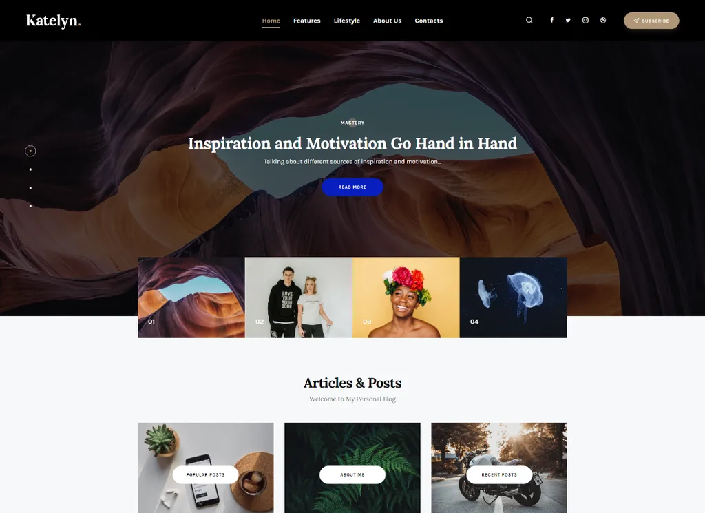 Katelyn | Motyw WordPress Creative Gutenberg Blog