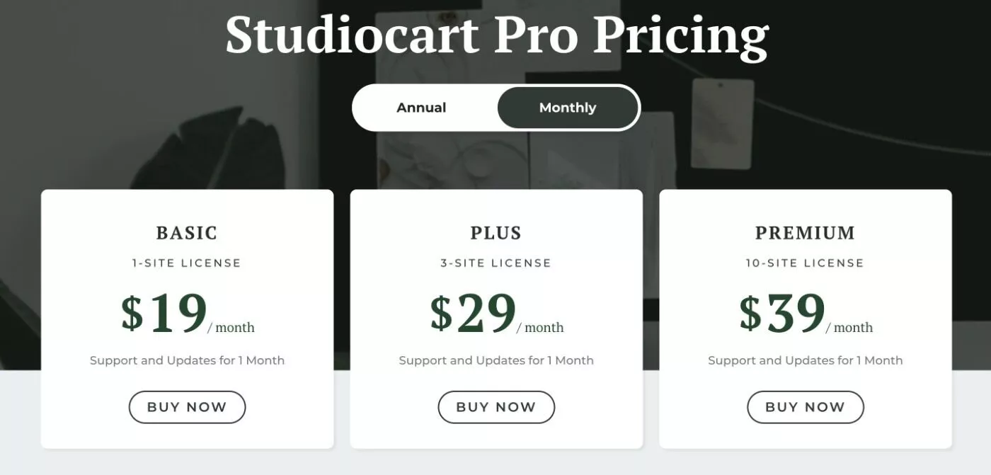 Studiocart の月額料金