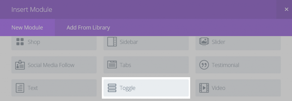 [切り替え]ボタンが強調表示された[モジュールの挿入]画面
