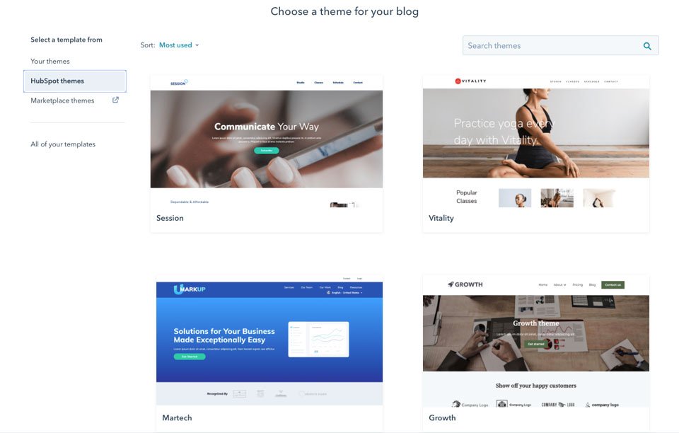 HubSpot CMS のデフォルト テーマ