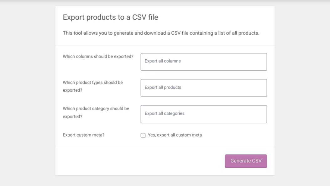 การส่งออกผลิตภัณฑ์ WooCommerce ไปยัง CSV