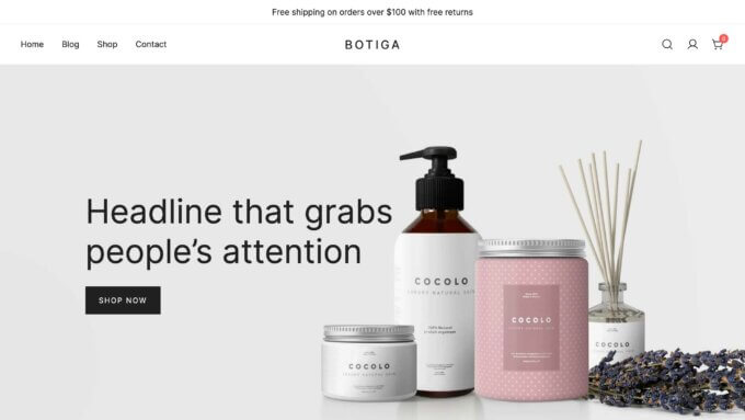Minimalny motyw Botiga WooCommerce.