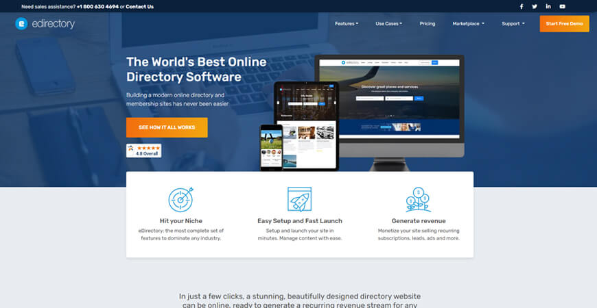 eDirectory - أفضل منشئ موقع للدليل