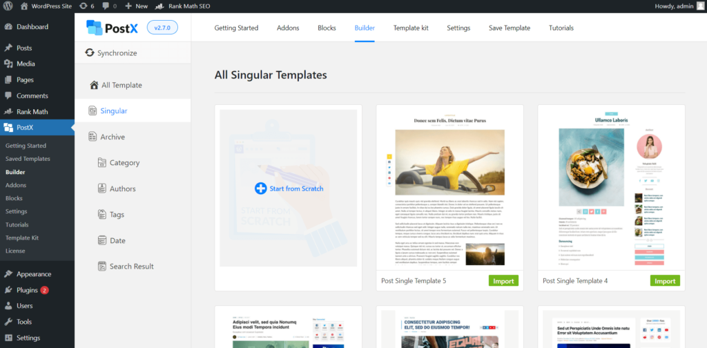 Construtor de sites dinâmicos PostX: crie seu site com apenas alguns cliques 4 Single Posts Premade Templates