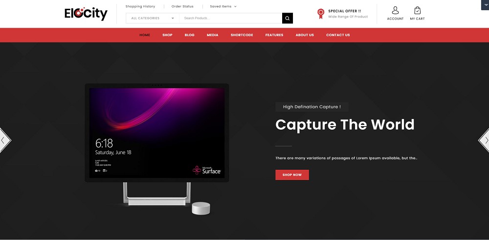 Elocity - Шаблон WooCommerce для электронного магазина