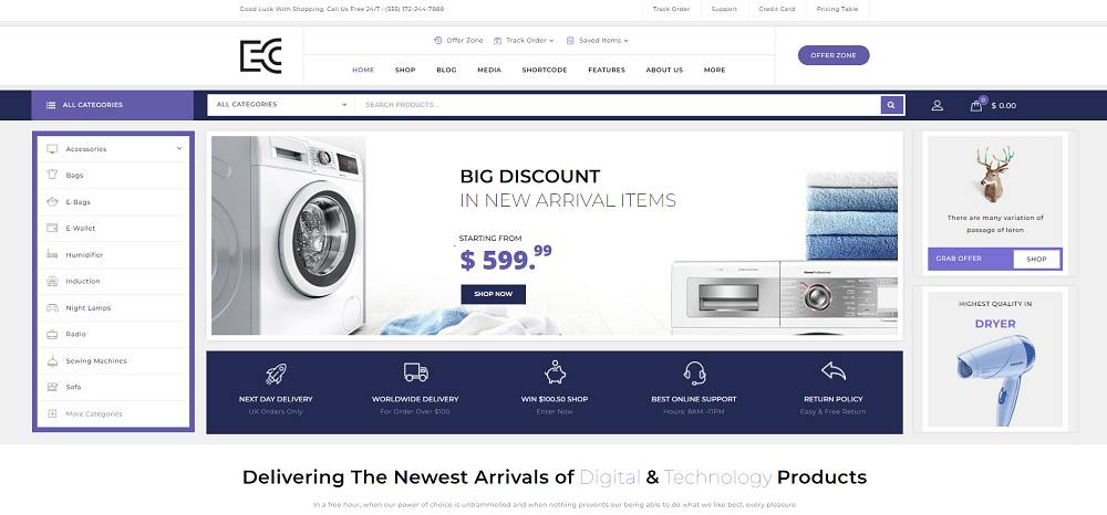 eCode - тема для электроники WooCommerce