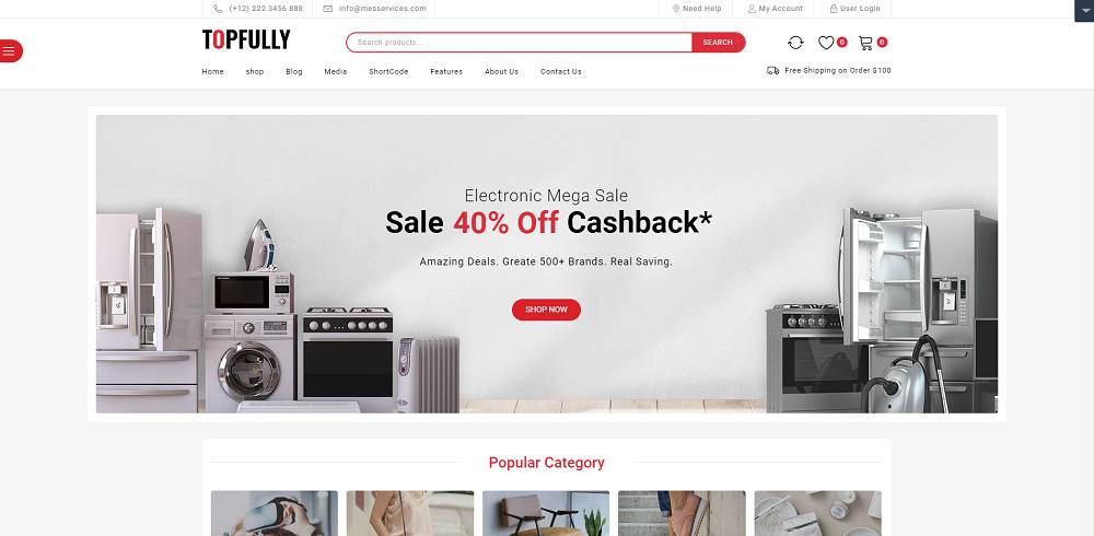 TopFully - адаптивная тема WooCommerce для мегамагазина