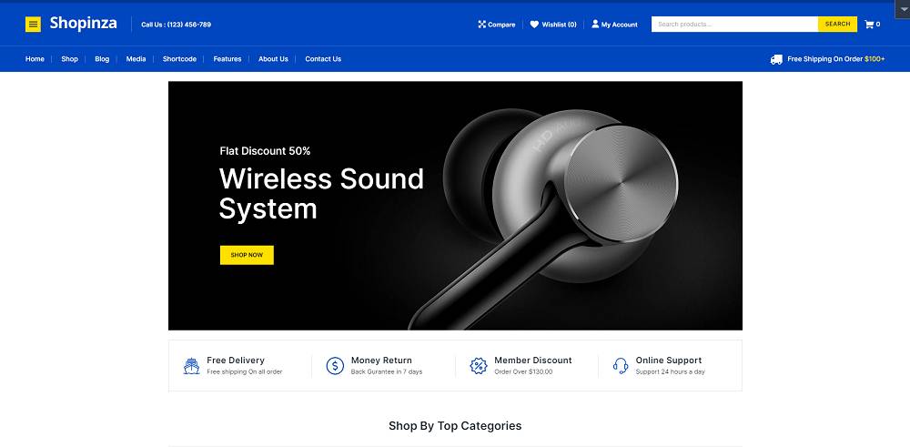 Shopinza - Электроника WooCommerce тема