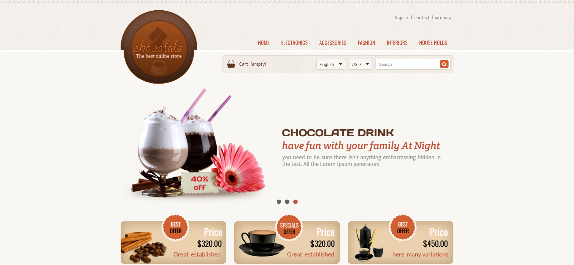 Cokelat - Tema Restoran Makanan Prestashop