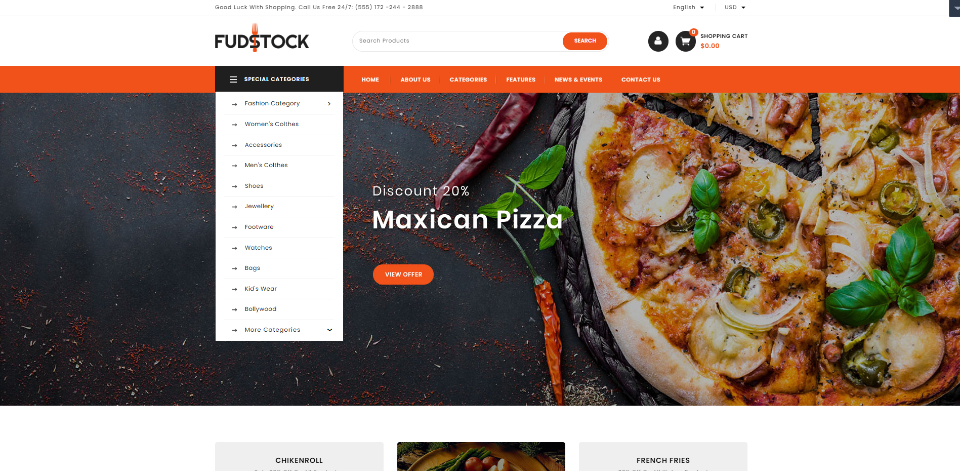Fudstock - Tema Restoran Makanan Prestashop
