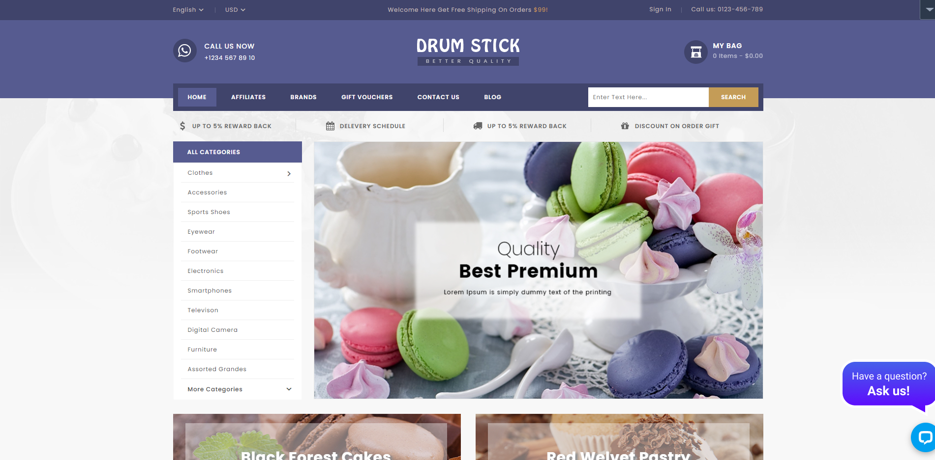 Drum Stick - Tema Prestashop Restoran Makanan