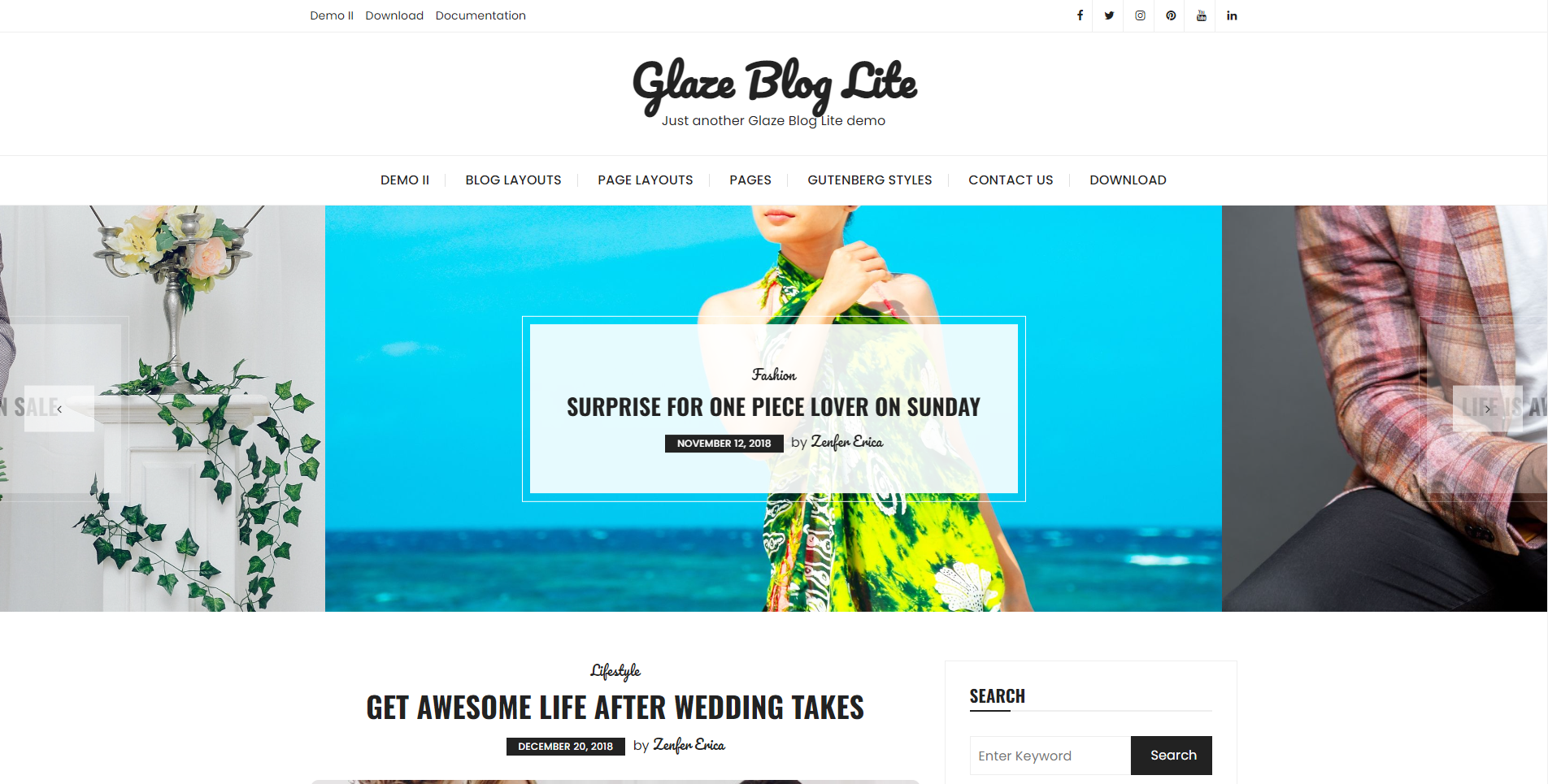 Glaze Blog Lite - ธีม WordPress แฟชั่น