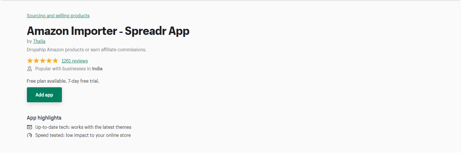 Aplikacja Spreadr - Shopify Sprzedaj na amazon
