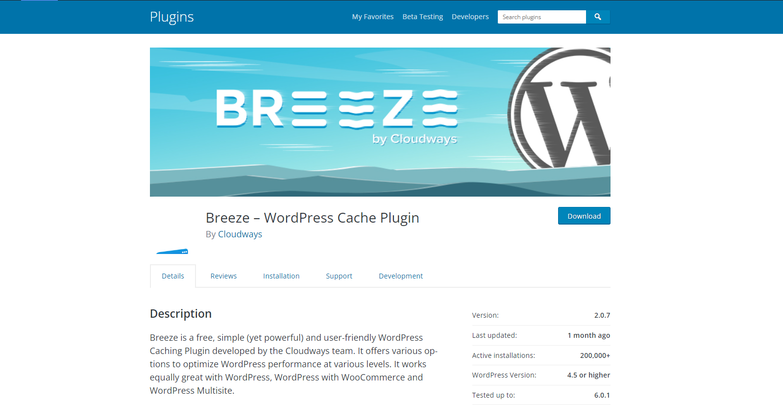 Breeze - WordPress キャッシュプラグイン