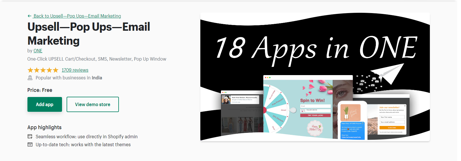 หนึ่ง - ป๊อปอัปอีเมล shopify