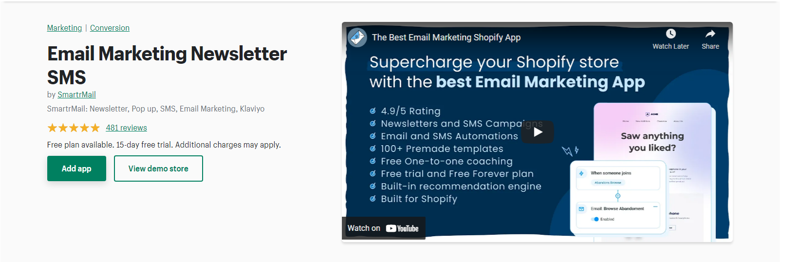 SmarteMail - ป๊อปอัปอีเมล shopify
