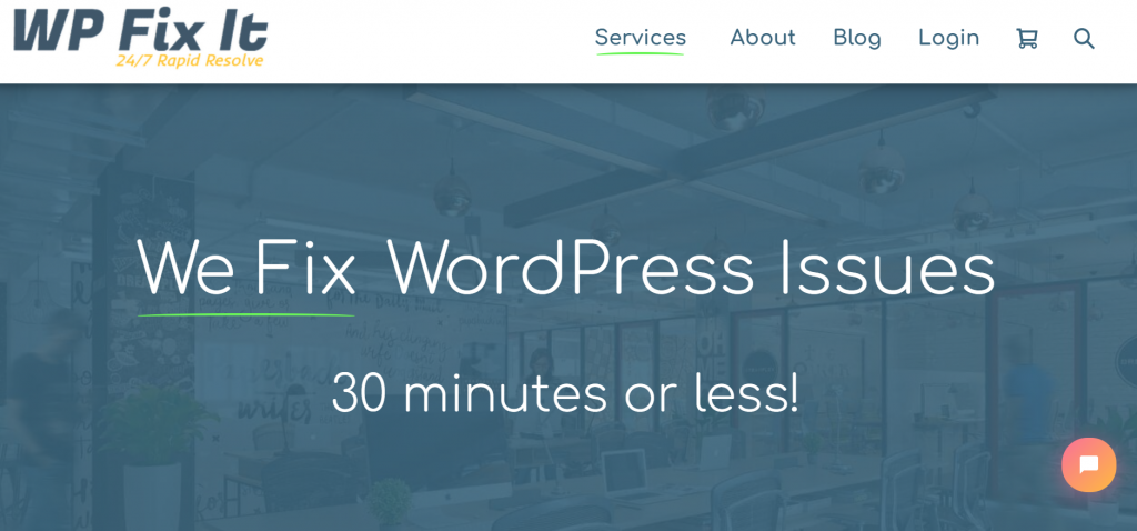 5 แพ็คเกจการบำรุงรักษา Wordpress ที่ดีที่สุดสำหรับเว็บไซต์ของคุณ 11 WP Fix it home page