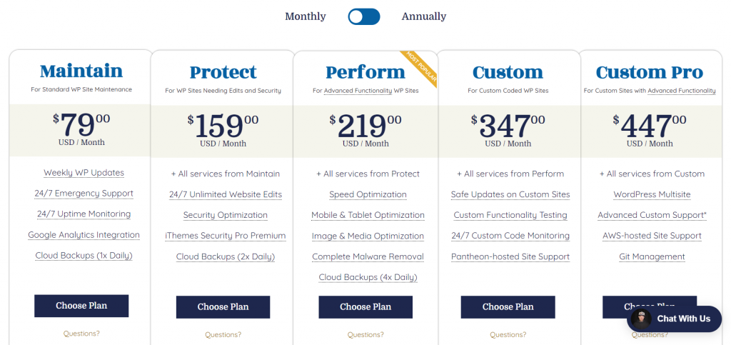 5 แพ็คเกจการบำรุงรักษา Wordpress ที่ดีที่สุดสำหรับเว็บไซต์ของคุณ 6 WPbuffs maintenance plans