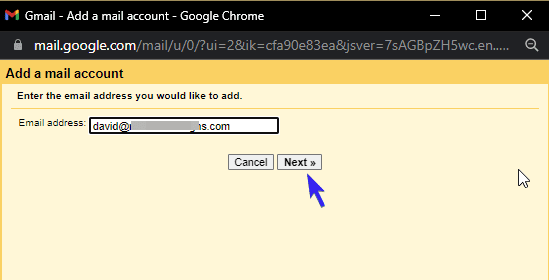 输入自定义 gmail 域帐户