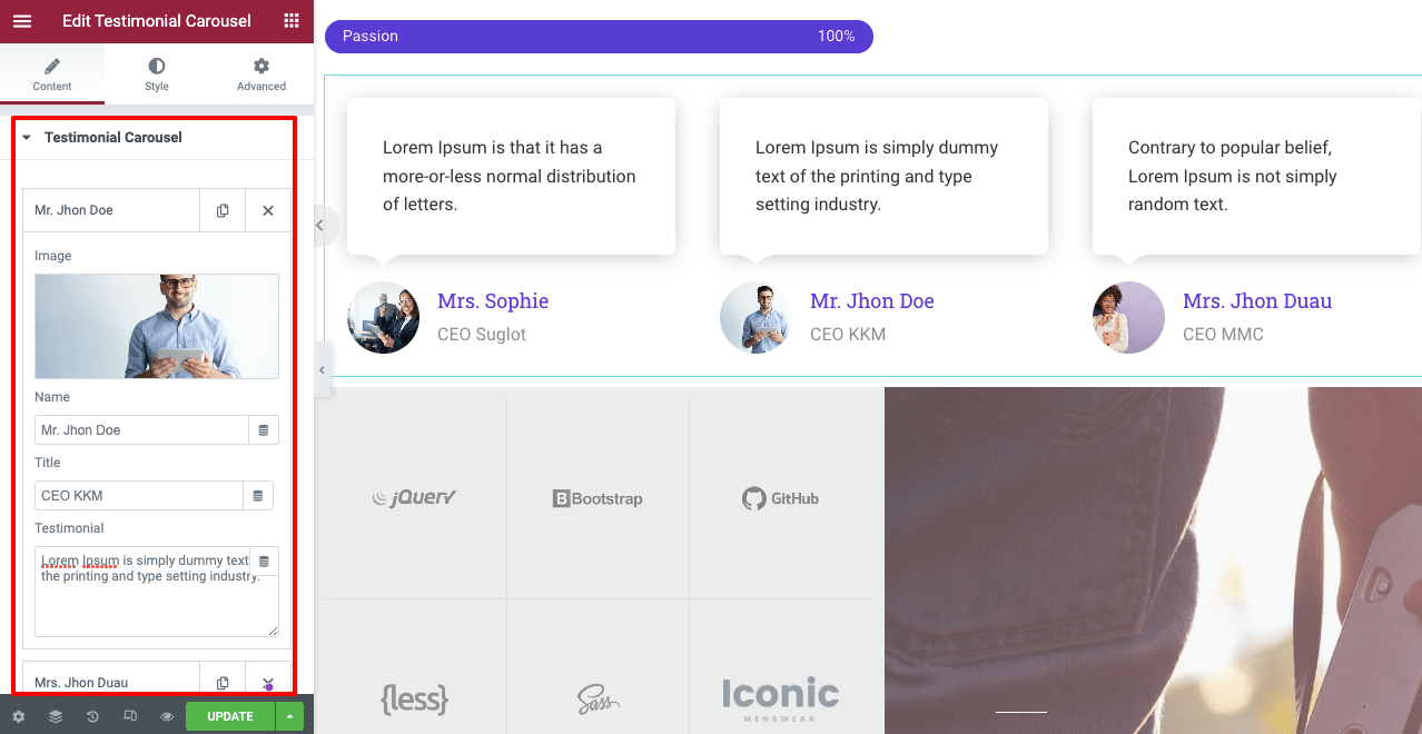 Cómo crear un sitio web de una página con Elementor en WordPress 13 Add Testimonials on Elementor Website