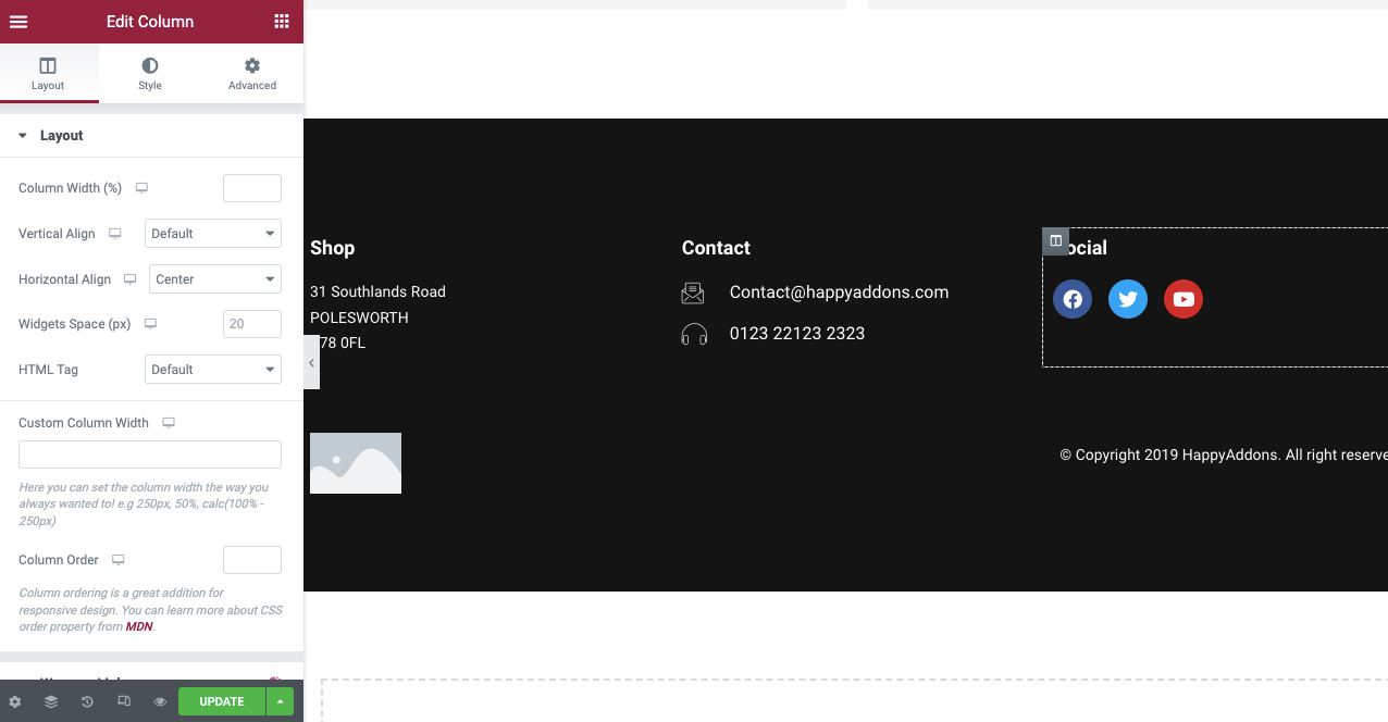 Cómo crear un sitio web de una página con Elementor en WordPress 15 Add Footer To Elementor Website