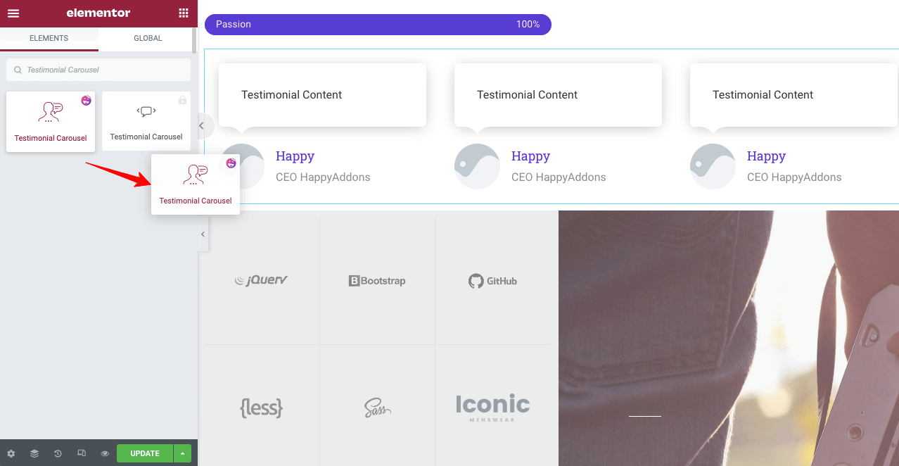 Cómo crear un sitio web de una página con Elementor en WordPress 12 How to add testimonial to Elementor Website