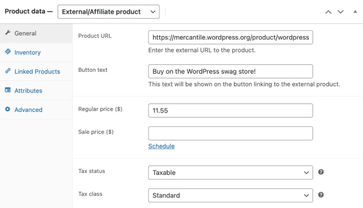aggiungendo un prodotto di affiliazione con WooCommerce
