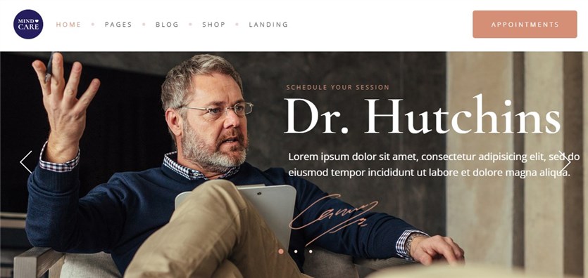 WordPress カウンセリング Web サイトの MindCare テーマ