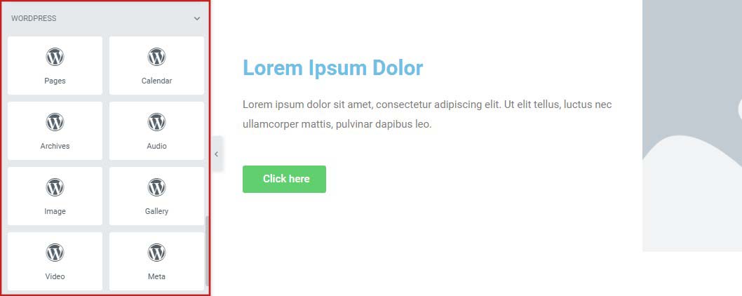 Thème WordPress par défaut et widgets de plug-in avec dans l'éditeur