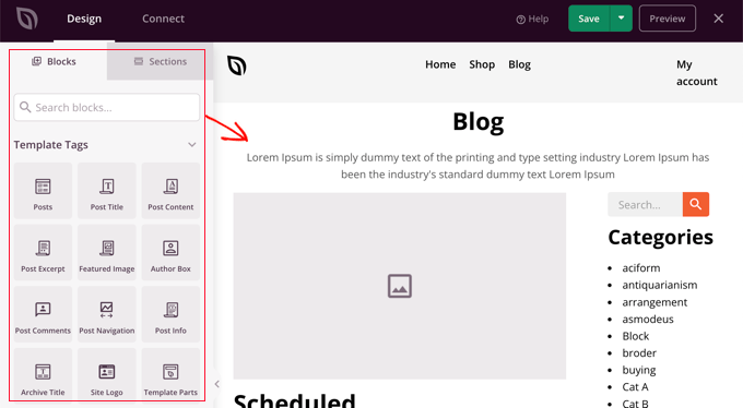 Blocos e Seções do Editor Visual SeedProd SeedProd Visual Editor Blocks and Sections