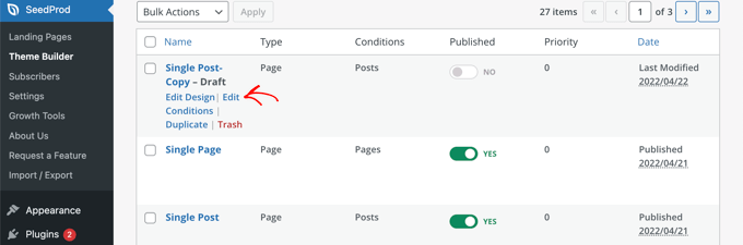 Clique no link 'Editar condições' Click the 'Edit Conditions' Link