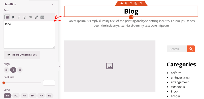 Clique em um bloco para alterar suas configurações Click on a Block to Change Its Settings