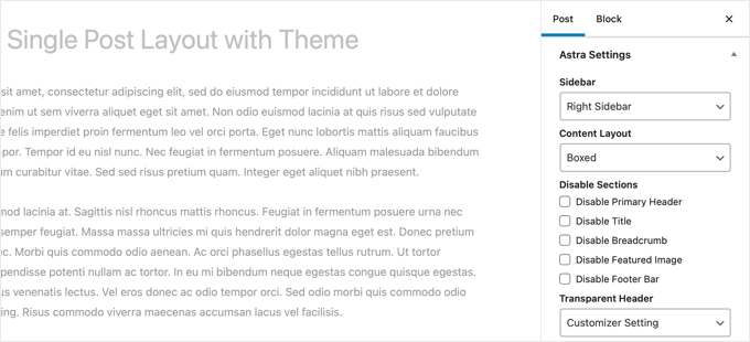 Personalização de modelo de postagem única do tema Astra Astra Theme Single Post Template Customization
