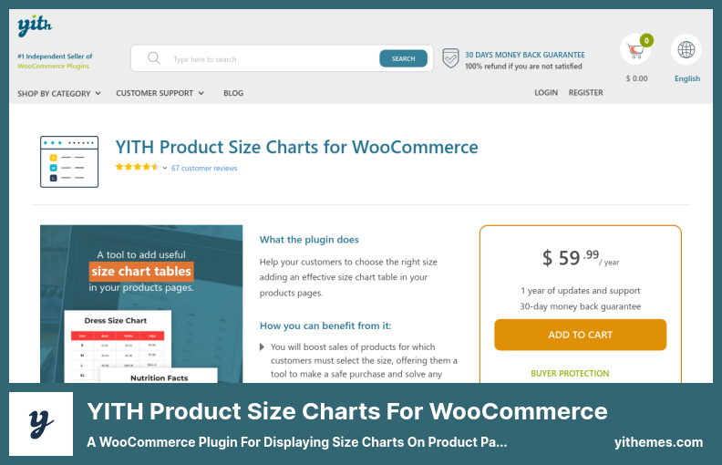 YITH Product Size Charts For WooCommerce Plugin — плагин WooCommerce для отображения таблиц размеров на страницах товаров