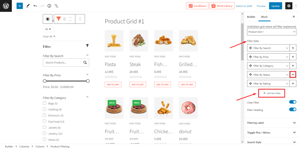 WooCommerce-Produktfilter nach Attributen, Kategorie, Preis und vielem mehr 7 Adding or Removing Filtering Options