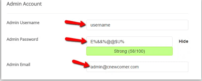 Il tuo nome utente e password per il pannello di amministrazione del sito
