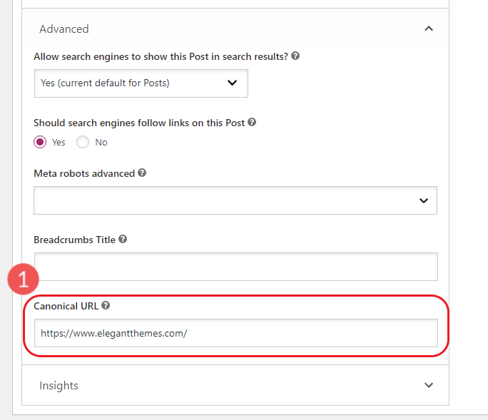 Yoast SEO 规范 URL 高级页面选项