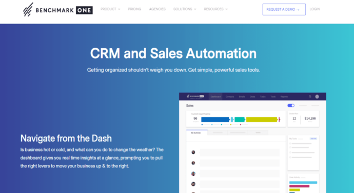 BenchmarkONE CRM 소프트웨어 홈페이지