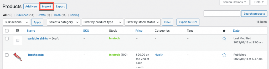 Importe produtos de assinatura woocommerce para sua loja woocommerce