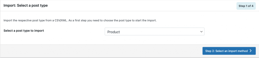 selecione o tipo de postagem para importar produtos de assinatura